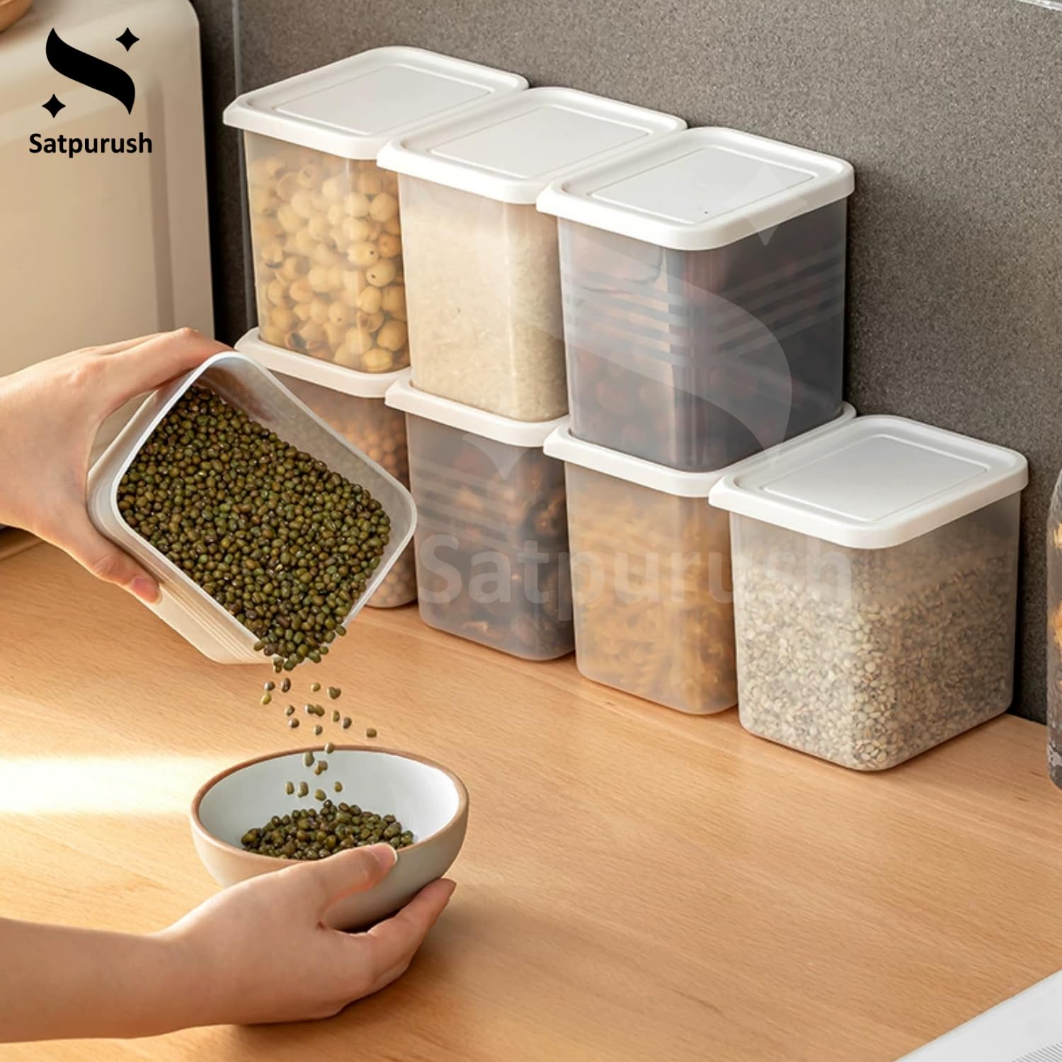 Satpurush Fridge Storage Boxes (Pack Of 8) Freezer & Refrigerator Organizer Containers Kitchen Storage Container Set Kitchen Acc